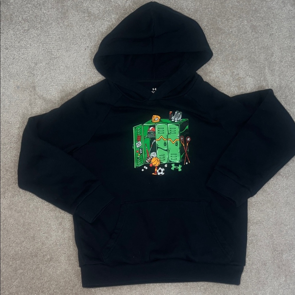 Under Armour Black Hoodie with Vibrant Green Design
